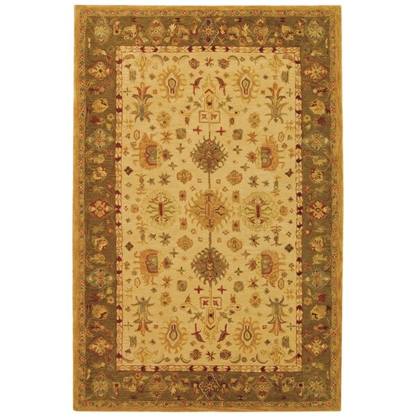 Safavieh Handmade Anatolia Oriental Heirloom Ivory/ Light Green Hand-spun Wool Rug - 6' x 9'