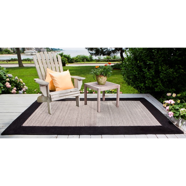 Donegal Indoor/ Outdoor Black Braided Rug (5 x 8)