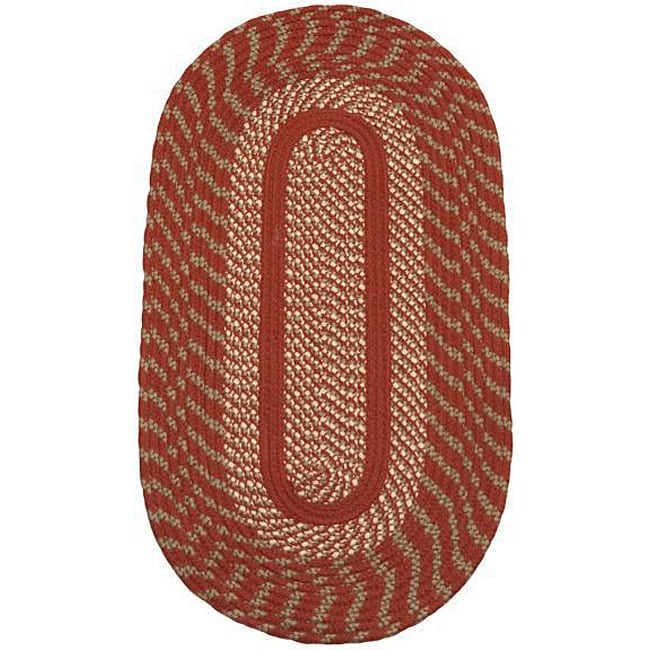 Middletown Barn Red/ Olive Braided Rug (5 X 8 Oval)