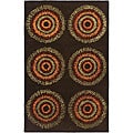 Safavieh Handmade Deco Explosions Brown/ Multi N. Z. Wool Rug (5' x 8') - 5' x 8'
