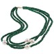 DaVonna 14k Gold 3-row Green Emerald and White FW Pearl Necklace (12-13 ...