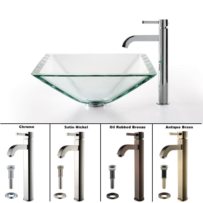 Kraus Clear Glass Aquamarine Sink And Ramus Faucet