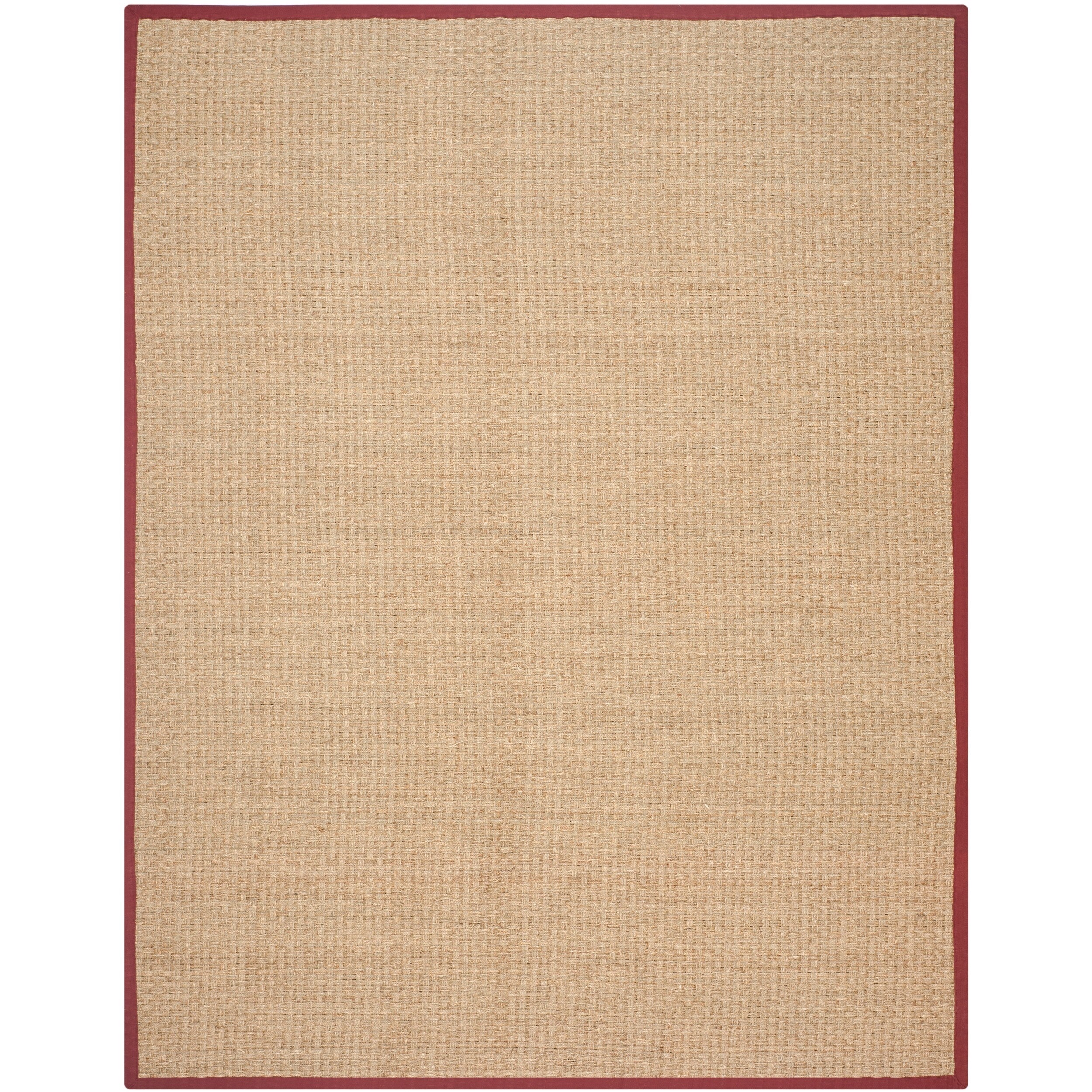 Shop Safavieh Casual Natural Fiber Natural and Red Border Seagrass Rug