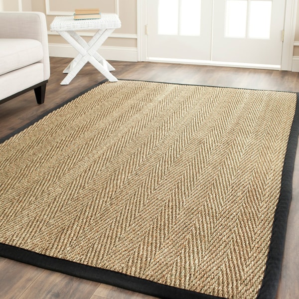 Safavieh Casual Natural Fiber Hand-Woven Sisal Natural / Black Seagrass Rug (9' x 12')