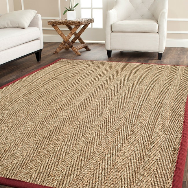 Hand woven Sisal Natural/ Red Seagrass Rug (8 X 10)