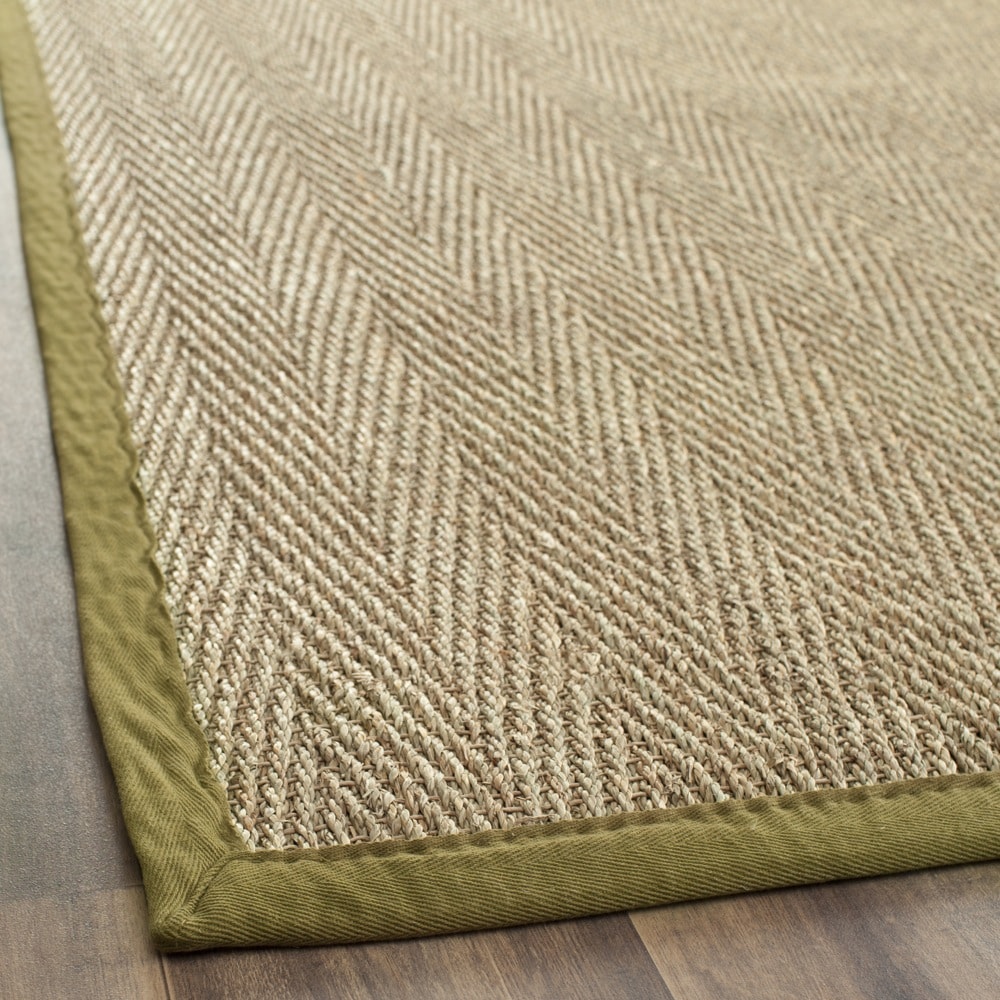 Hand woven Sisal Natural/ Olive Seagrass Rug (3 X 5)