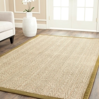 natural casual herringbone safavieh seagrass olive fiber rug border