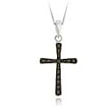 DB Designs Sterling Silver Black Diamond Accent Cross Necklace
