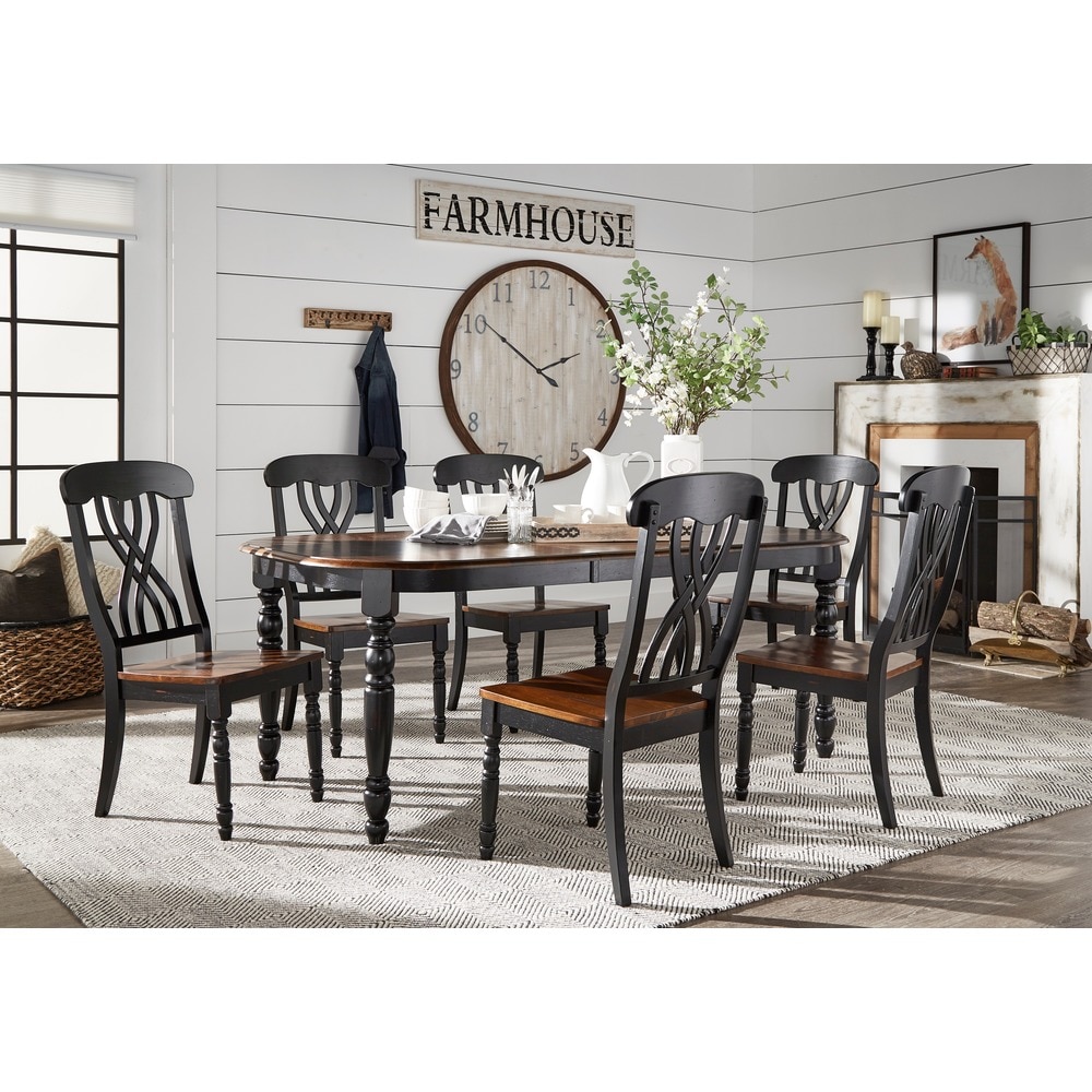 Mackenzie Country Antique Extending Scroll Back Dining Set by