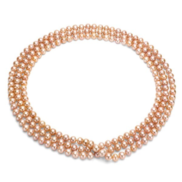 DaVonna Pink FW Pearl 100-inch Endless Necklace (6-6.5 mm)
