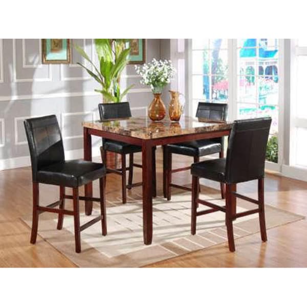 Furniture of America Milford 5-piece Faux Marble Pub Dinette Set - Free ...