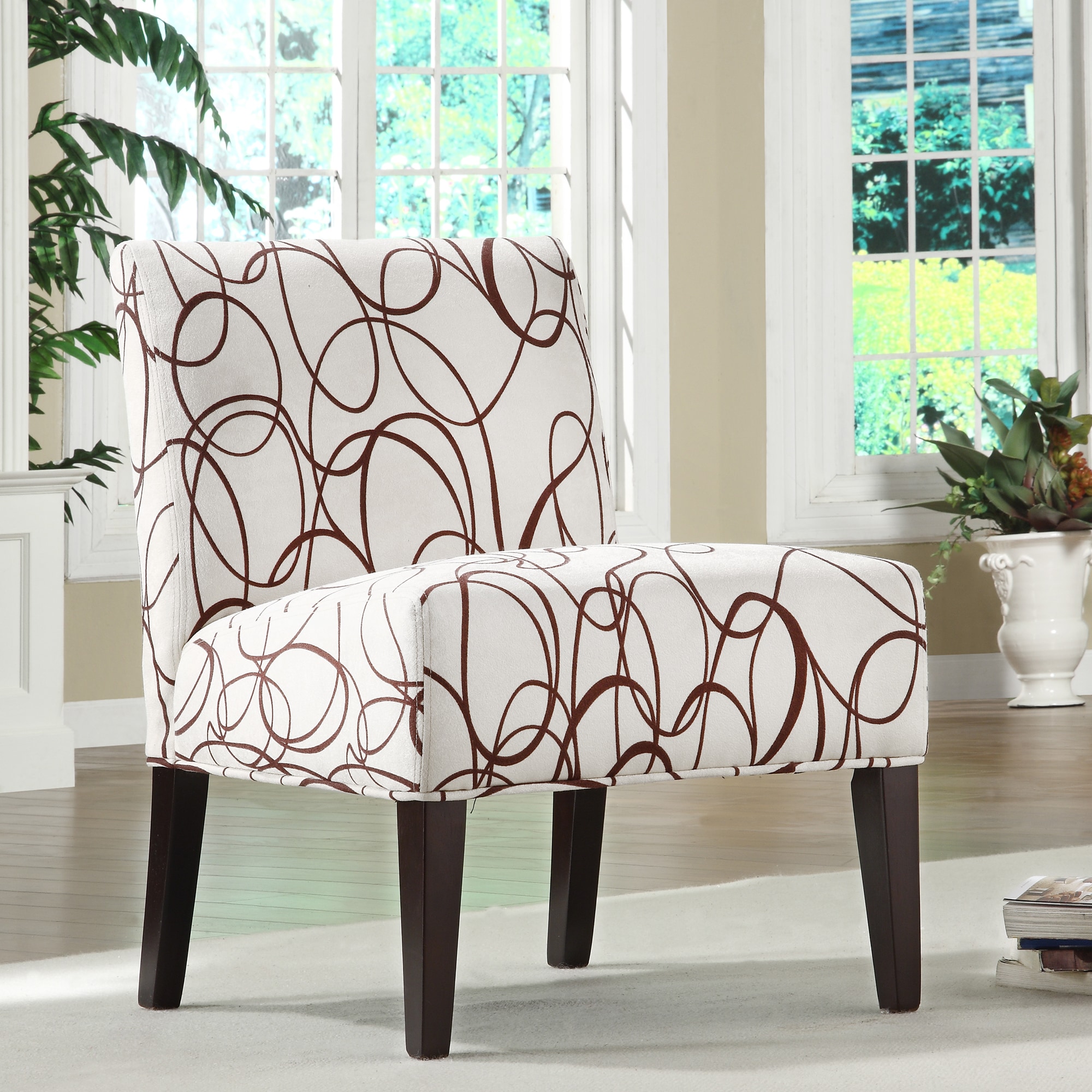 Tribecca Home Comfortable Chocolate Swirl Print Lounge Chair