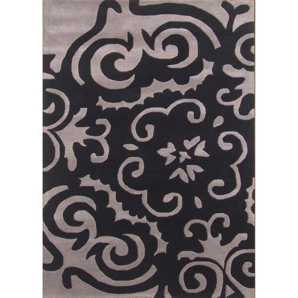 Alliyah Handmade Black New Zealand Blend Wool Rug (5' x 8') - 5' x 8'