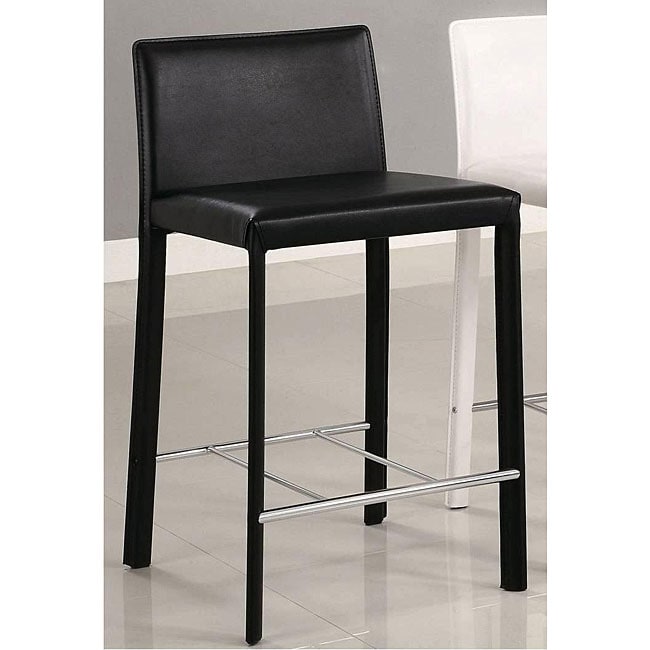 Euro Design Black Bicast Leather Counter Stools (set Of 2)