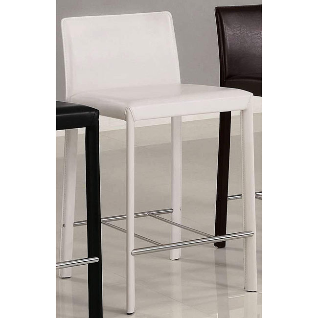 Euro Design White Bicast Leather Counter Stools (set Of 2)