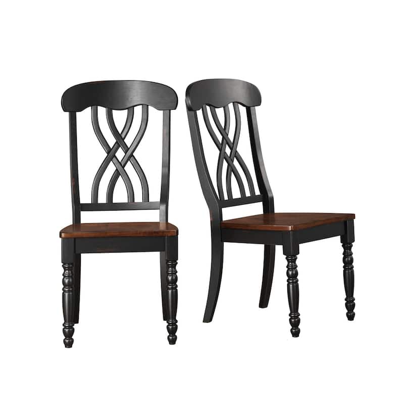 Mackenzie Country Style Two-tone Dining Chairs (Set of 2) by iNSPIRE Q Classic - Scroll Back Black