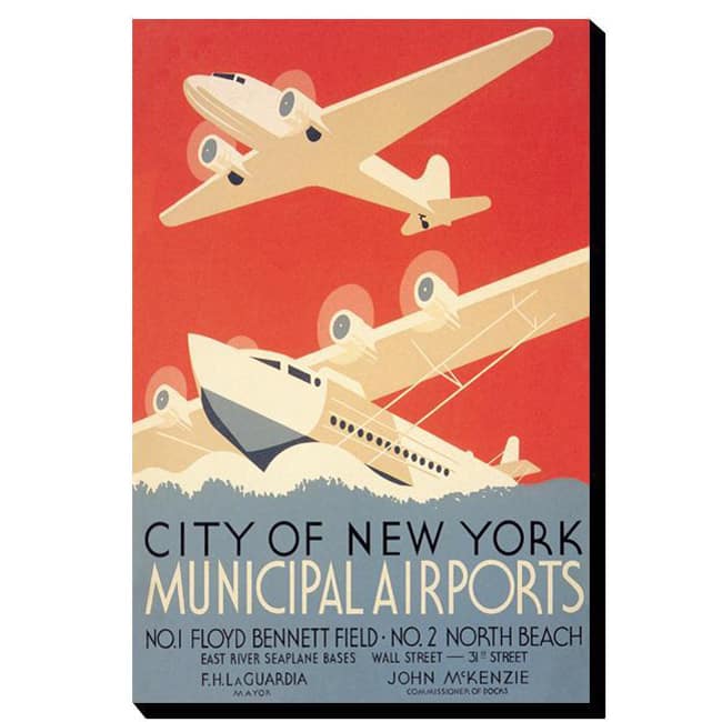 'City of New York Municipal Airport' Gallery-wrapped 24x36 Canvas Art