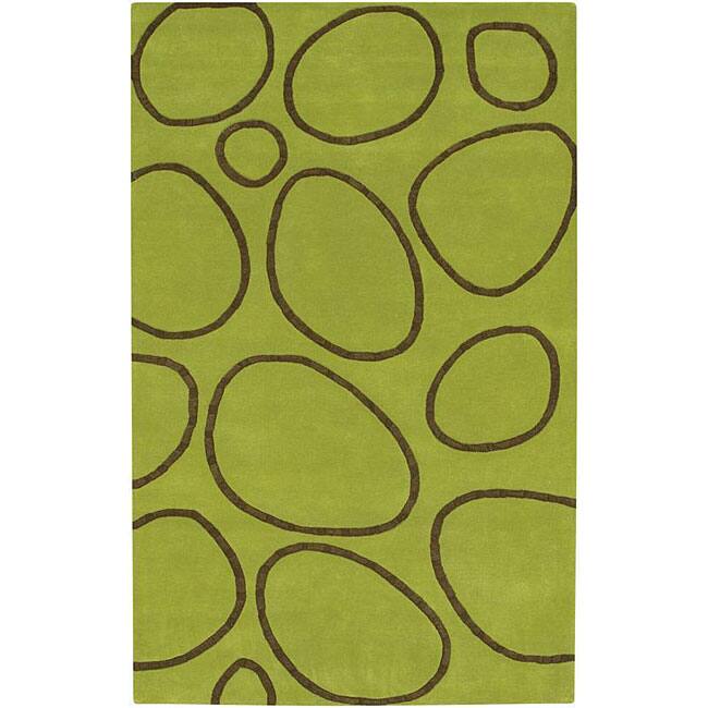 Alliyah Handmade Green New Zealand Blend Wool Rug - 5' x 8'