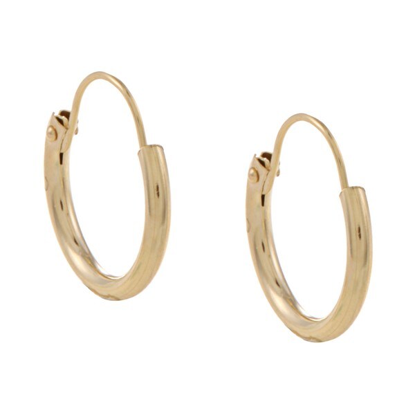 Shop Mondevio 14k Yellow Gold 10mm Mini Hoop Earrings - On Sale - Free ...