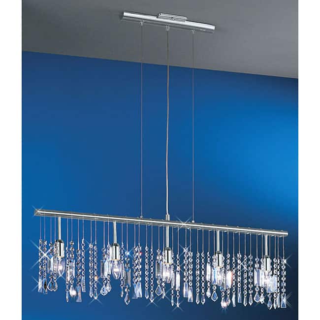 Linear 5-light 38-inch Bar Pendant Crystal Chandelier