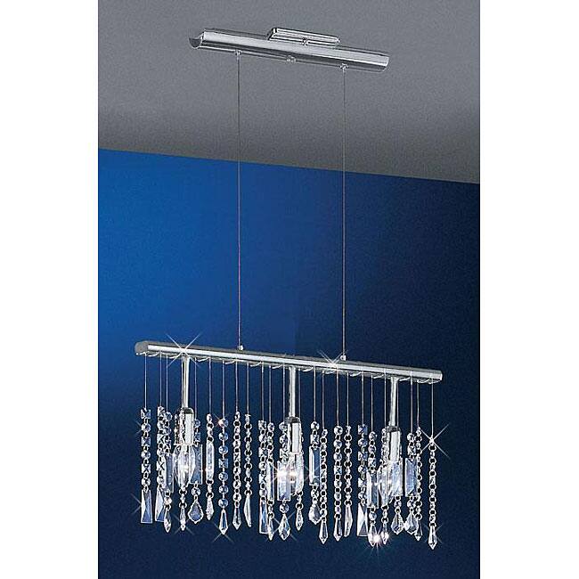 Linear 22-inch Bar Pendant 3-light Adjustable Chrome Crystal Chandelier