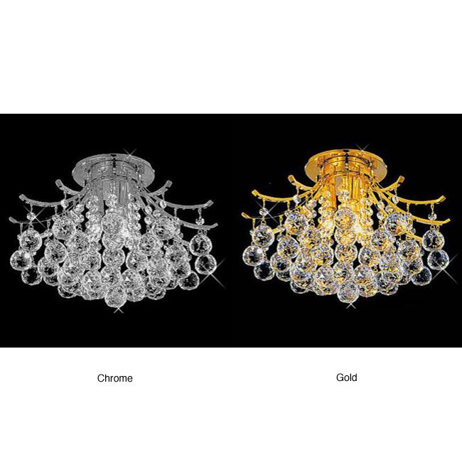 Lead Crystal Ball Flush Mount Ceiling Chandelier