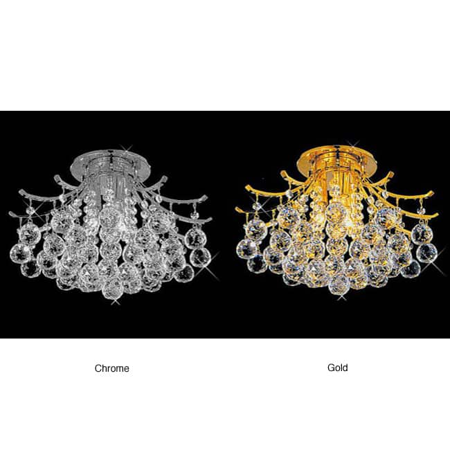 Lead Crystal Ball Flush Mount Ceiling Chandelier
