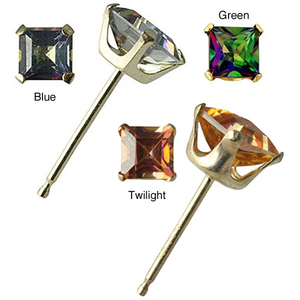 Gioelli 10k Yellow Gold Topaz Stud Earrings
