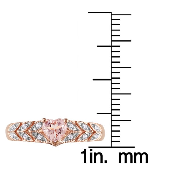 Miadora 10k Rose Gold Heart-cut Morganite and Diamond Accent Leaf Set Anniversary Ring