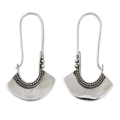 NOVICA Handmade Sterling Silver Hollow Bell Delicate Hoop Style Earrings (Thailand) - 1.6*1.2