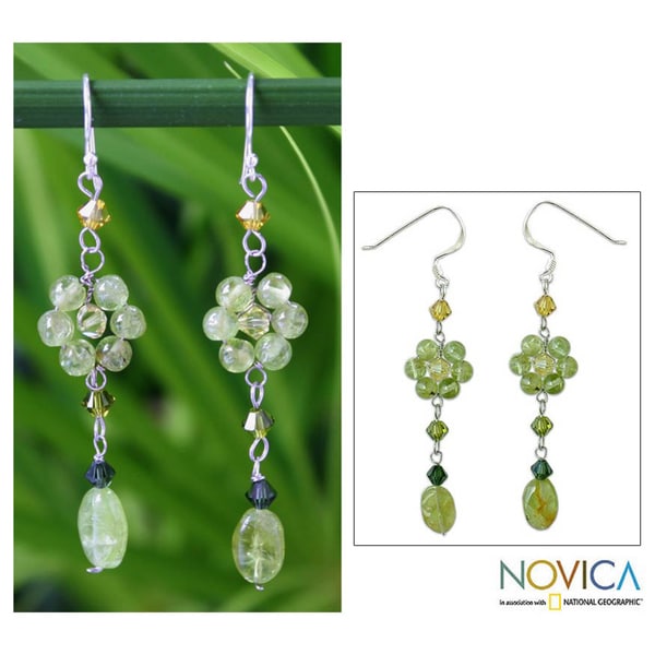 Sterling Silver 'Sweet Eternal' Peridot Earrings (Thailand) Novica Earrings