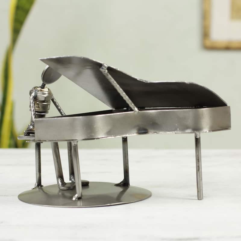 NOVICA Handmade Rustic Piano Man Statuette (Mexico)