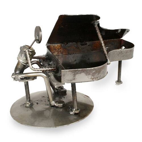 NOVICA Handmade Rustic Piano Man Statuette (Mexico)