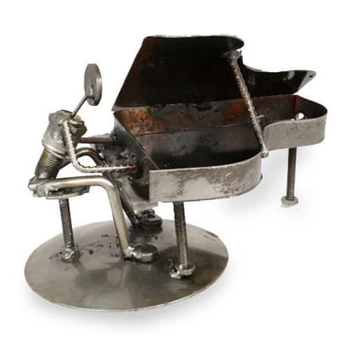NOVICA Handmade Rustic Piano Man Statuette (Mexico)