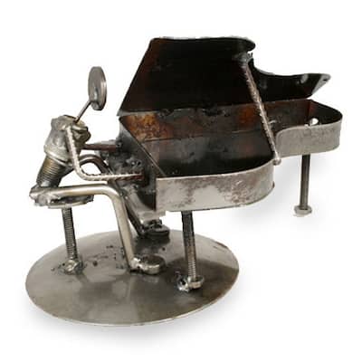 NOVICA Handmade Rustic Piano Man Statuette (Mexico)