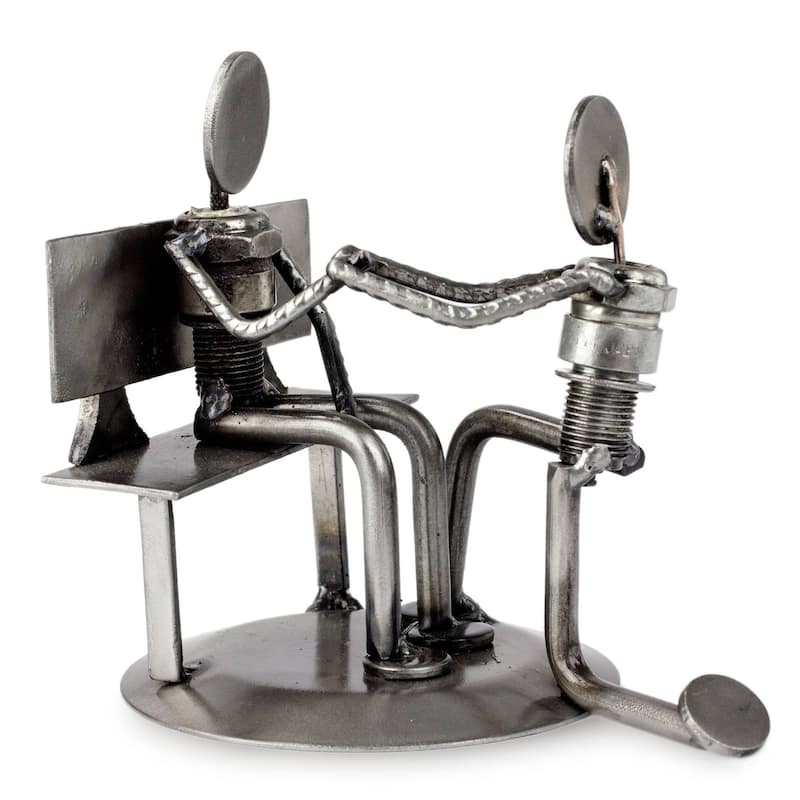 NOVICA Auto Parts 'Will You Marry Me?' Sculpture - Silver