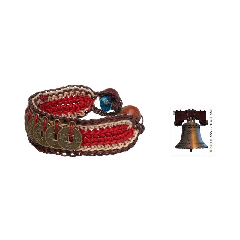 Handmade Good Luck Brass Coins Wristband Bracelets (Thailand)