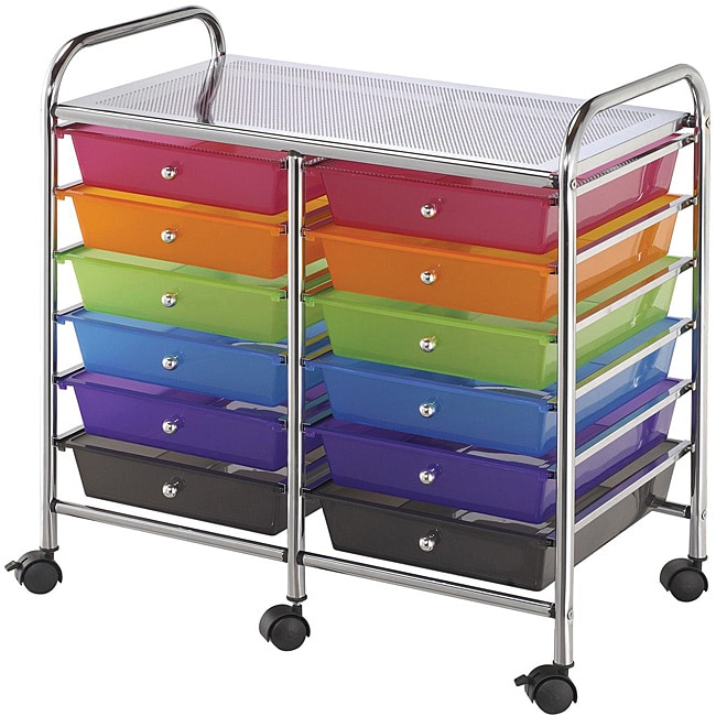 Blue Hills Studio Multicolor 12 drawer Double wide Storage Cart