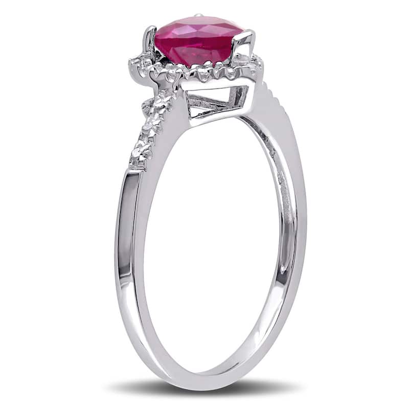 Miadora Sterling Silver Created Ruby and 1/10ct TDW Diamond Ring (J-K, I3)