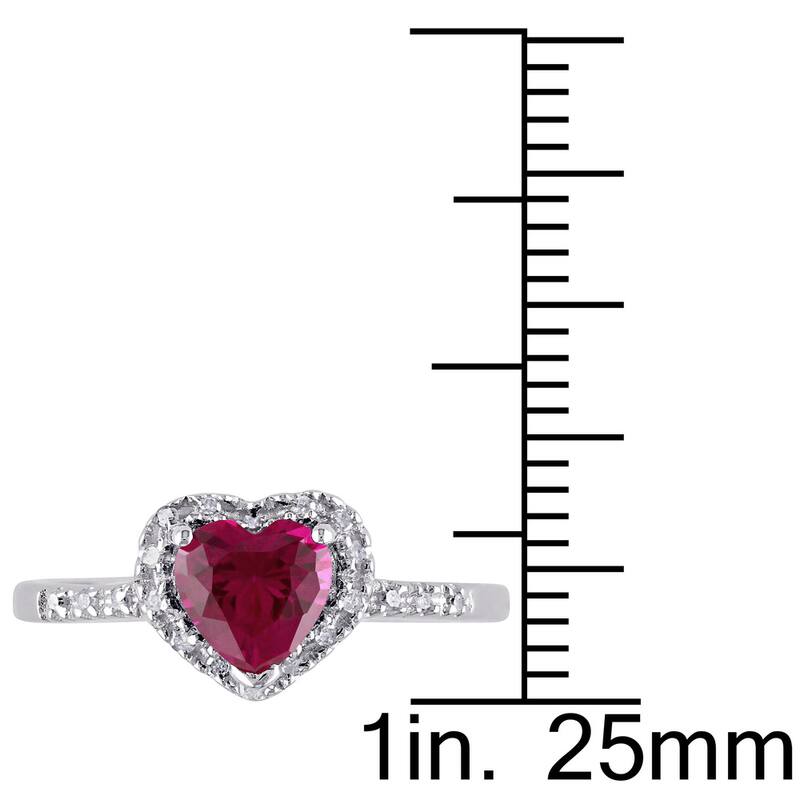 Miadora Sterling Silver Created Ruby and 1/10ct TDW Diamond Ring (J-K, I3)