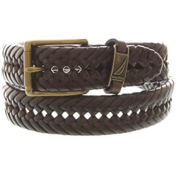 Nautica Men's Genuine Leather Braided Belt - 12264408 - Overstock.com ...