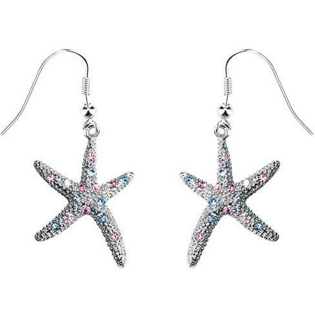 Pewter Austrian Crystal Starfish Earrings On Free Pewter Austrian Crystal Starfish Earrings