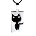 Stainless Steel Cubic Zirconia Black Cat Necklace