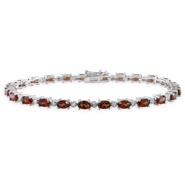 Miadora Sterling Silver Garnet and White Topaz Bracelet Miadora Gemstone Bracelets