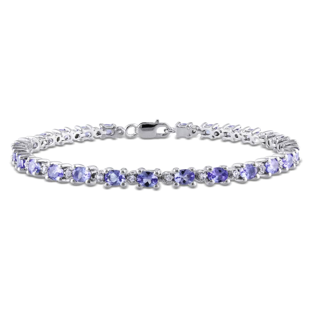 Miadora Sterling Silver Tanzanite and White Topaz Bracelet