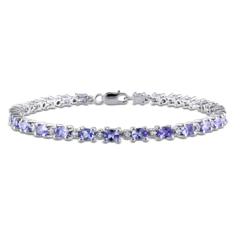 Miadora Sterling Silver Tanzanite and White Topaz Bracelet