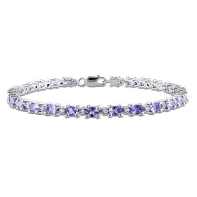 Miadora Sterling Silver Tanzanite and White Topaz Bracelet