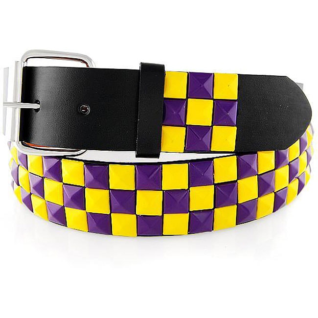 Men's Purple/ Yellow Studded Faux Leather Belt - Free Shipping On ...