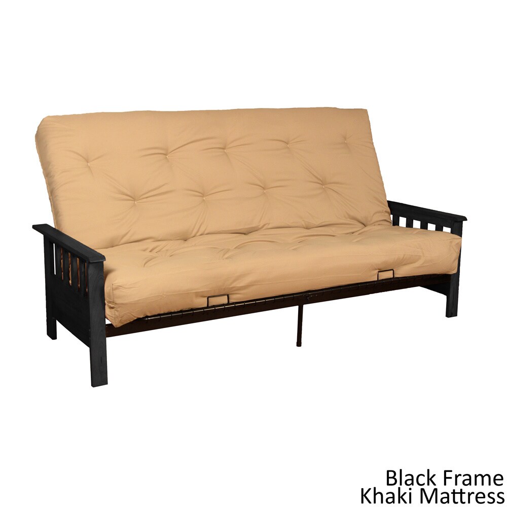 Epicfurnishings Provo Queen size Mission style Frame Cotton Foam Futon Set Black Size Queen