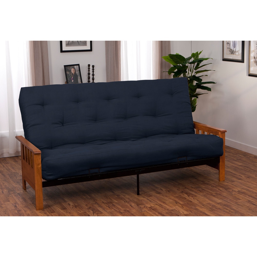 Porch & Den Shotwell St Queen Cotton Foam Futon Set Black Frame Finish/ Navy Blu eBay